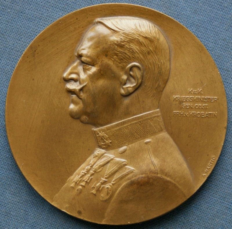 Báró Krobatin vezérezredes, hadügyminiszter bronzplaketten